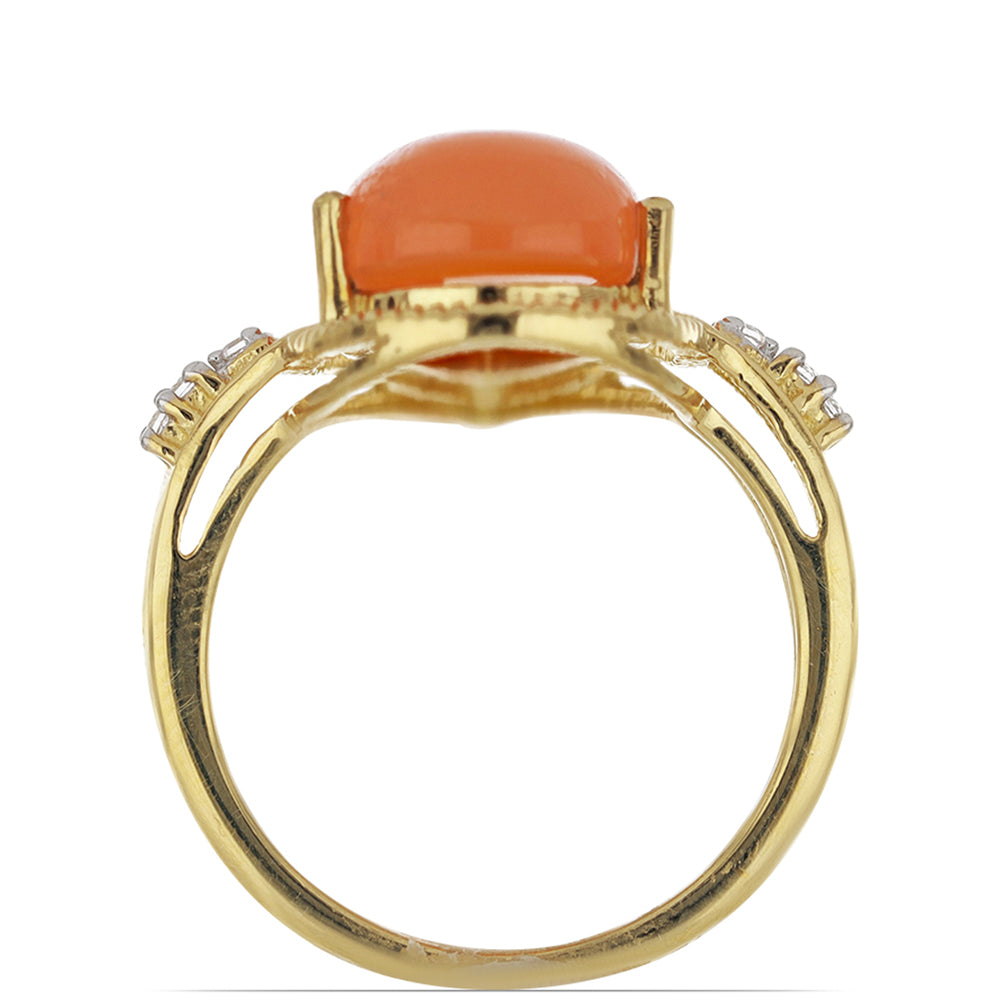 Pozlacený Stříbrný Prsten s Karneolem z Tagebau a Bílým Topazem 4 