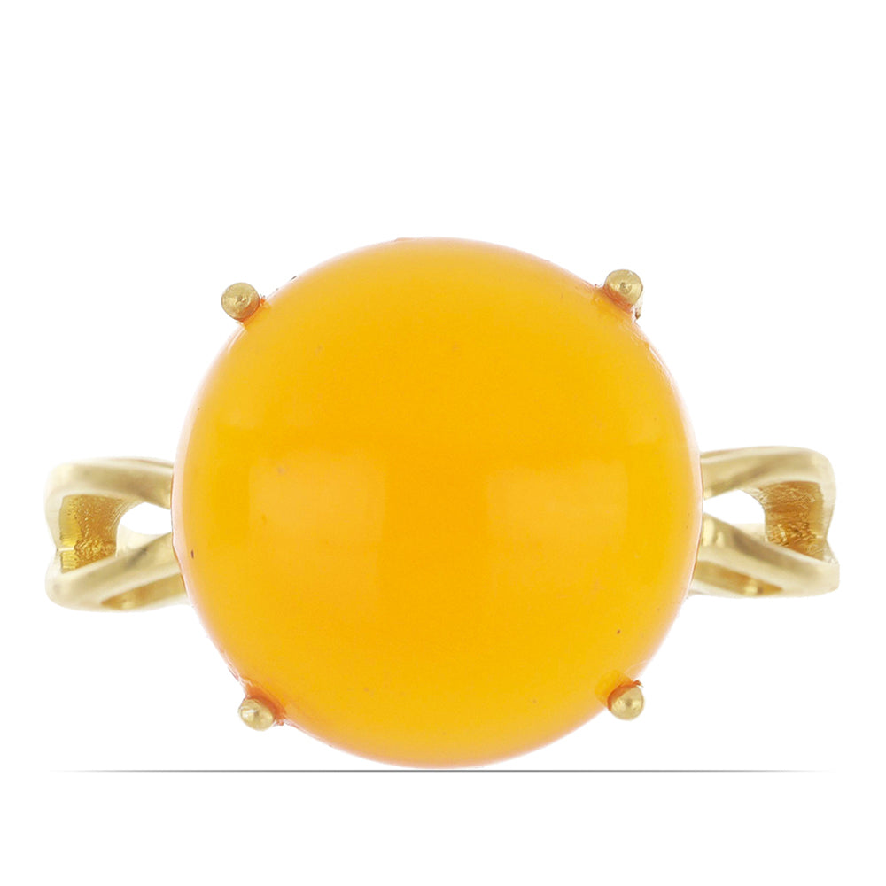 Pozlacené Stříbro 925/1000 - Prsten s Karneolem z Tagebau - Karátové číslo: 9.91. přibližná hmotnost: 4.75 gramů