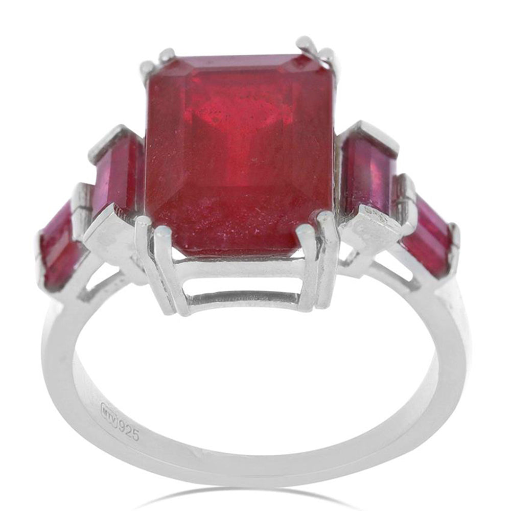 Stříbrný Prsten s Madagaskarským Rubínem 2 