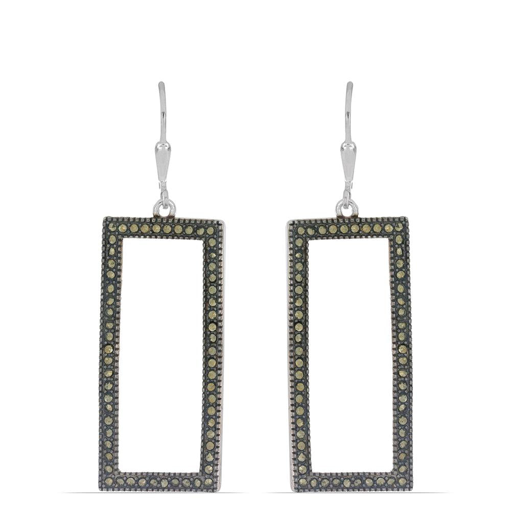 Stříbrné Náušnice s Rakouským Markazitem