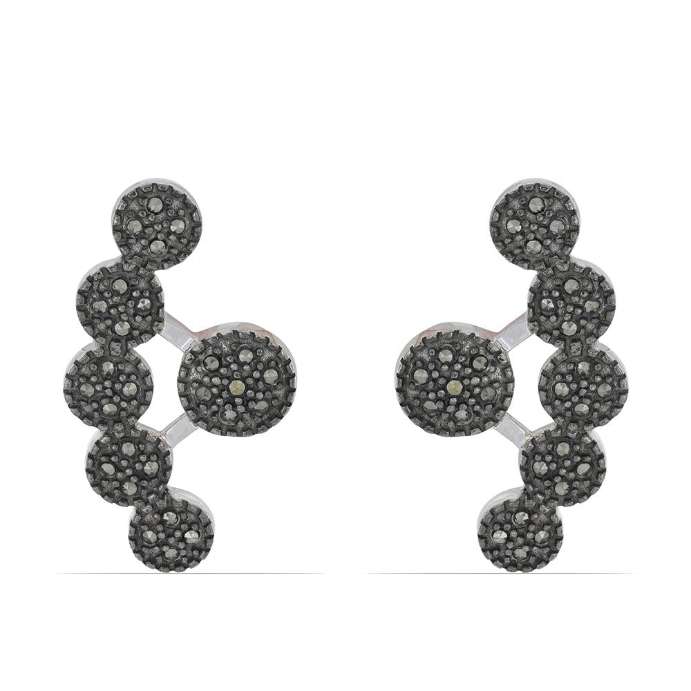 Stříbro 925/1000 - Náušnice s Rakouským Markazitem - Karátové číslo: 0.58. přibližná hmotnost: 10.56 gramů