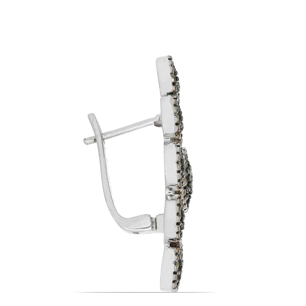 Stříbro 925/1000 - Náušnice s Rakouským Markazitem - Karátové číslo: 0.58. přibližná hmotnost: 10.56 gramů 2 