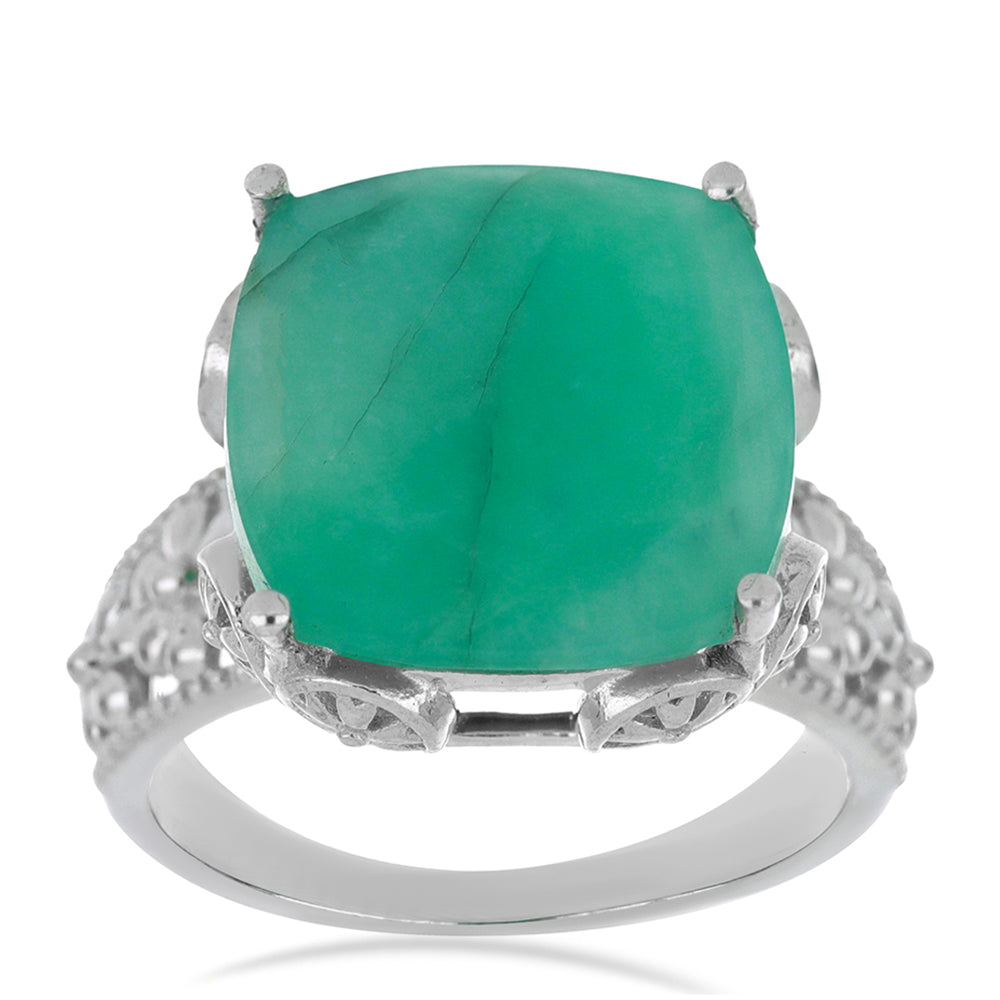 Stříbro 925/1000 - Prsten s Brazilským Smaragdem - Karátové číslo: 8.76. přibližná hmotnost: 5.37 gramů 2 