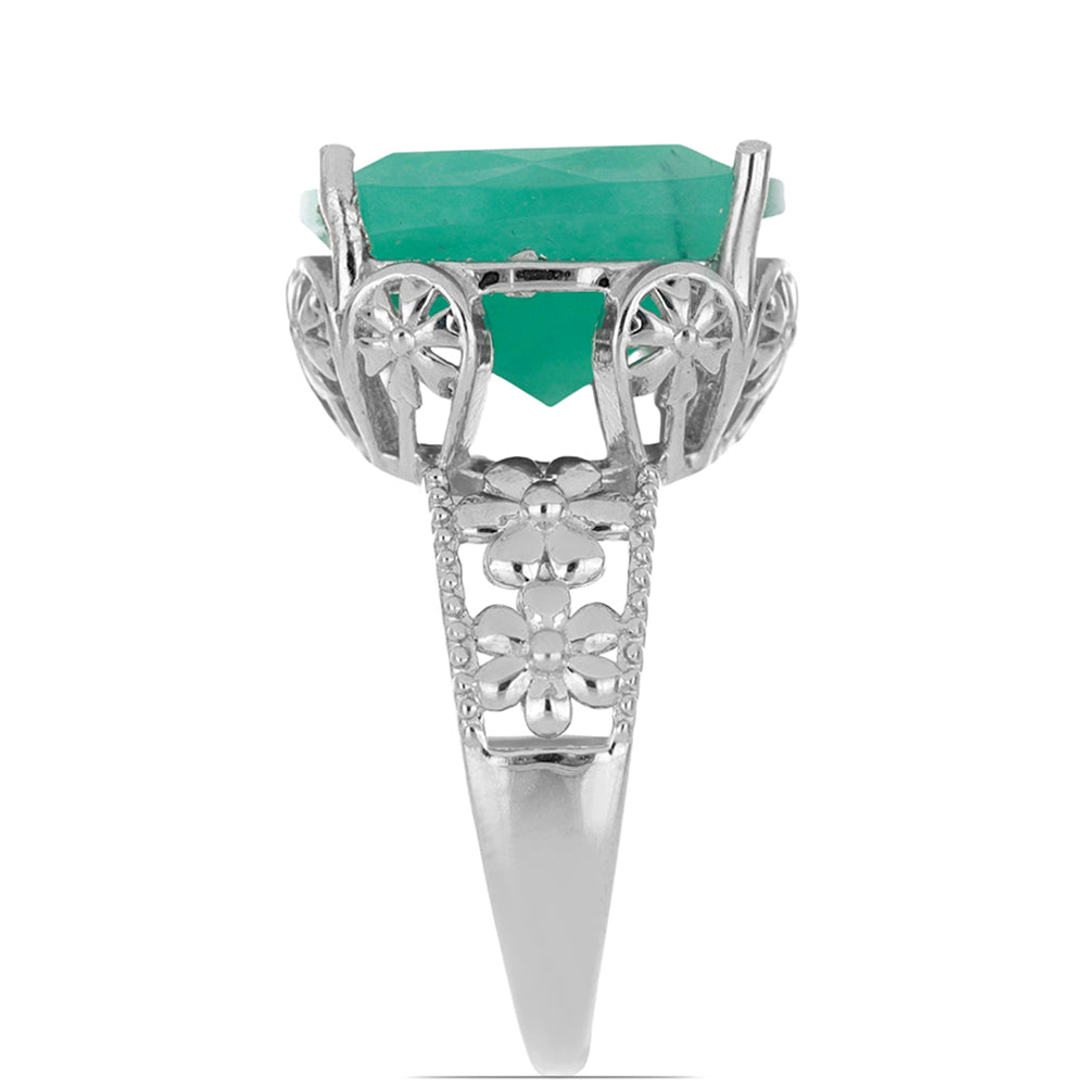 Stříbro 925/1000 - Prsten s Brazilským Smaragdem - Karátové číslo: 8.76. přibližná hmotnost: 5.37 gramů