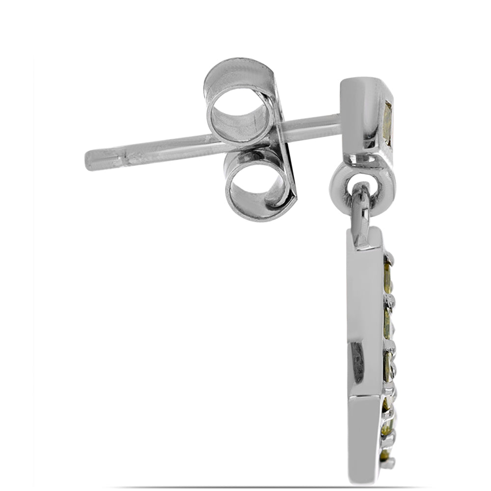 Stříbro 925/1000 - Náušnice se Žlutým Diamantem - Karátové číslo: 0.67. přibližná hmotnost: 2.17 gramů 2 