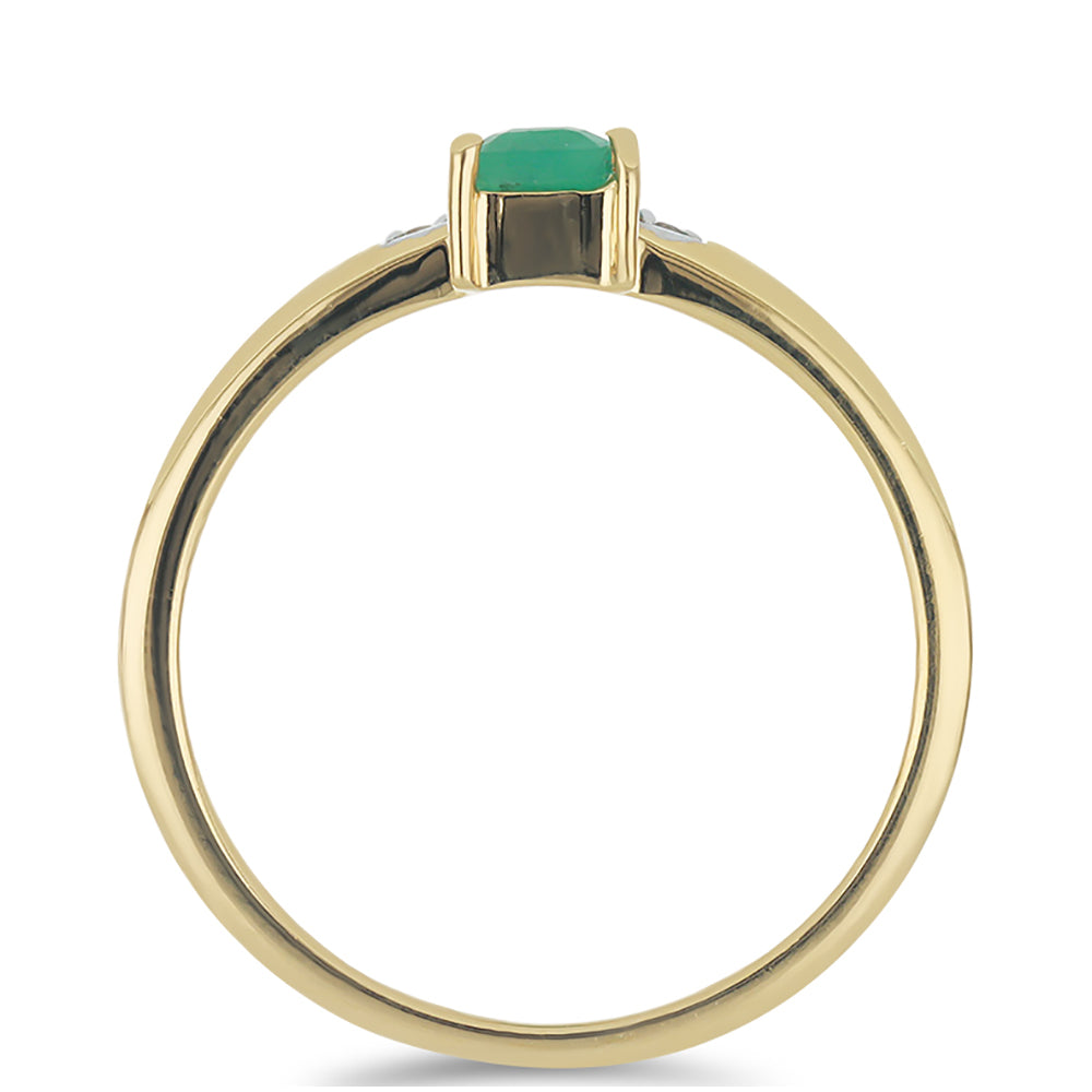 Pozlacená Stříbrná Sada s Brazilským Smaragdem a Bílým Topazem (Náušnice+Prsten+Přívěsek)