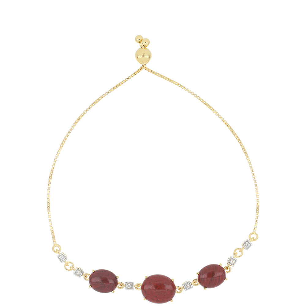 Pozlacený Stříbrný Náramek s Červeným Jaspisem a Bílým Topazem 1 