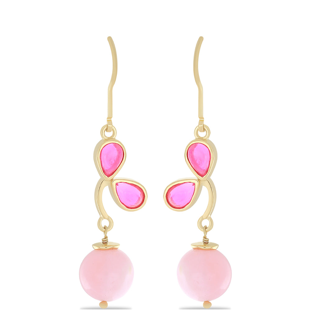 Pozlacené Stříbrné Náušnice s Růžovým Opálem z Lega Dembi a Růžovým Opálem 1 