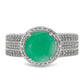 Stříbro 925/1000 - Prsten s Brazilským Smaragdem a Bílým Topazem - Karátové číslo: 4.68. přibližná hmotnost: 6.87 gramů