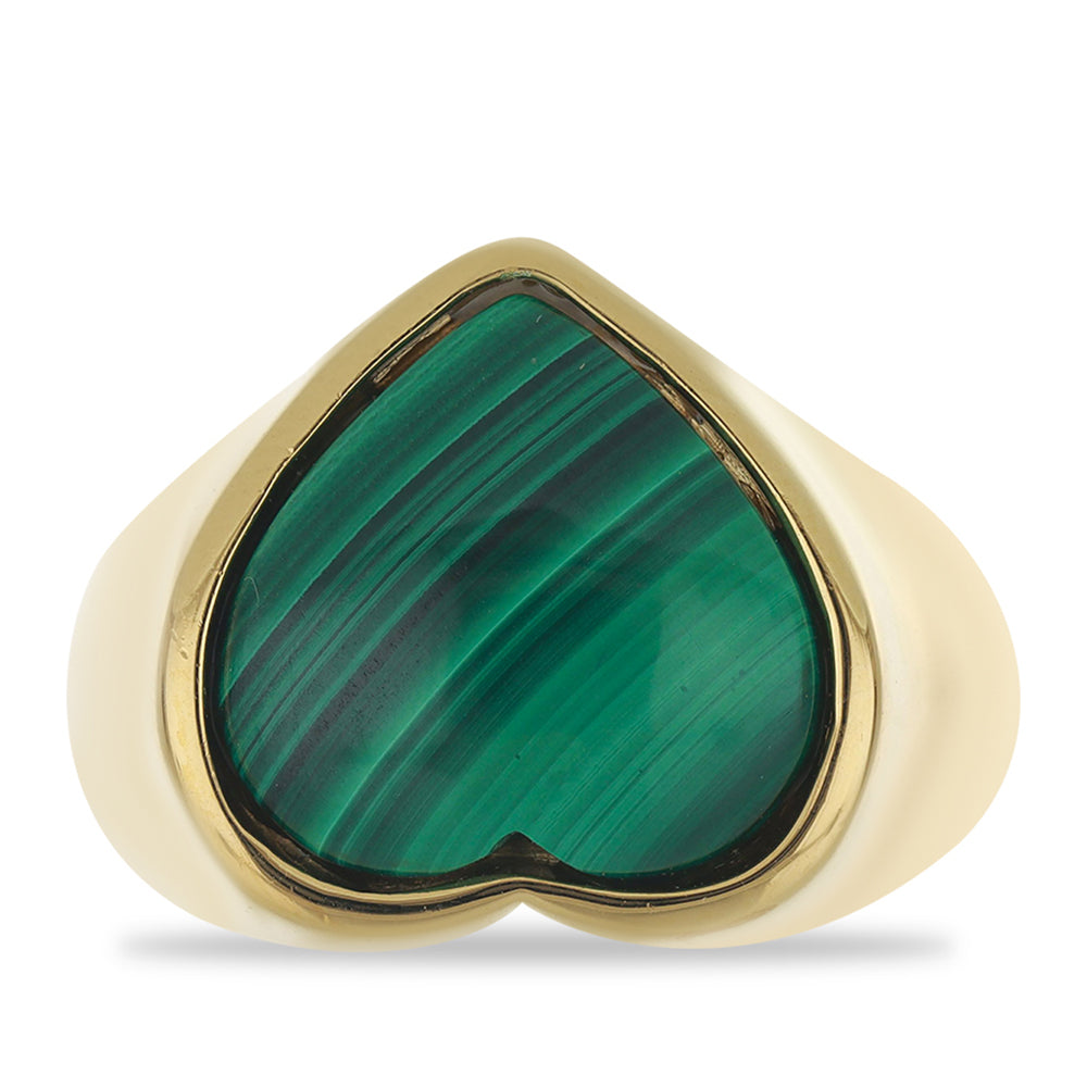 Pozlacený Stříbrný Prsten s Malachitem 1 