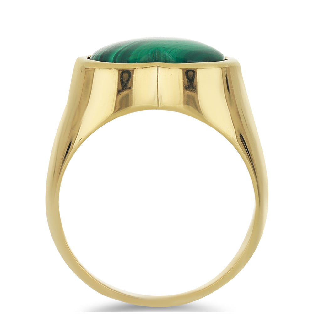 Pozlacený Stříbrný Prsten s Malachitem 2 