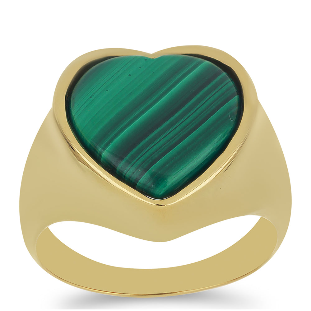 Pozlacený Stříbrný Prsten s Malachitem 3 