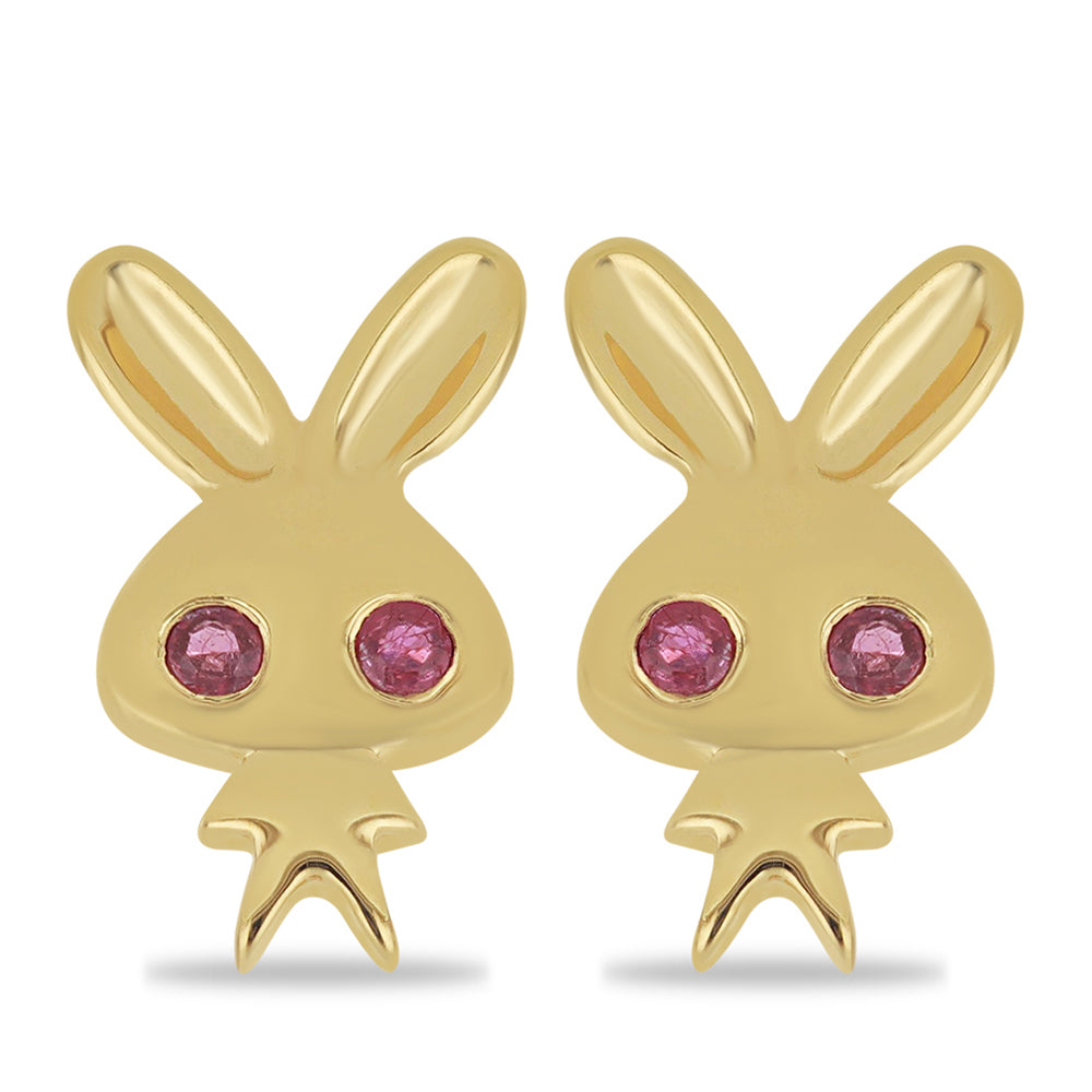 Pozlacené Stříbrné Náušnice s Madagaskarským Rubínem 1 