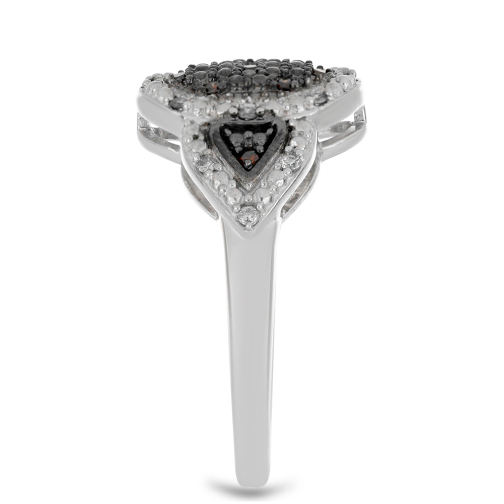 Stříbro 925/1000 Prsten s Červeným Diamantem a Bílým Diamantem - Karátové číslo: 0.2. přibližná hmotnost: 3.94 gramů