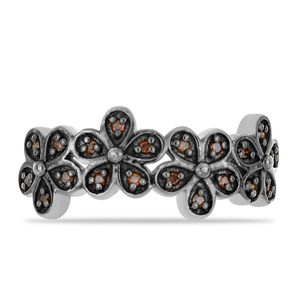 Stříbro 925/1000 - Prsten s Červeným Diamantem - Karátové číslo: 0.16. přibližná hmotnost: 2.83 gramů