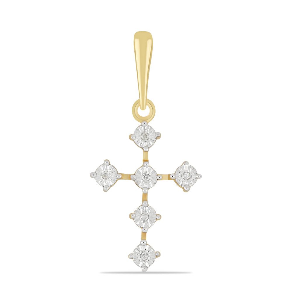 Kříž Pozlacený Stříbrný Přívěsek s Bílým Diamantem