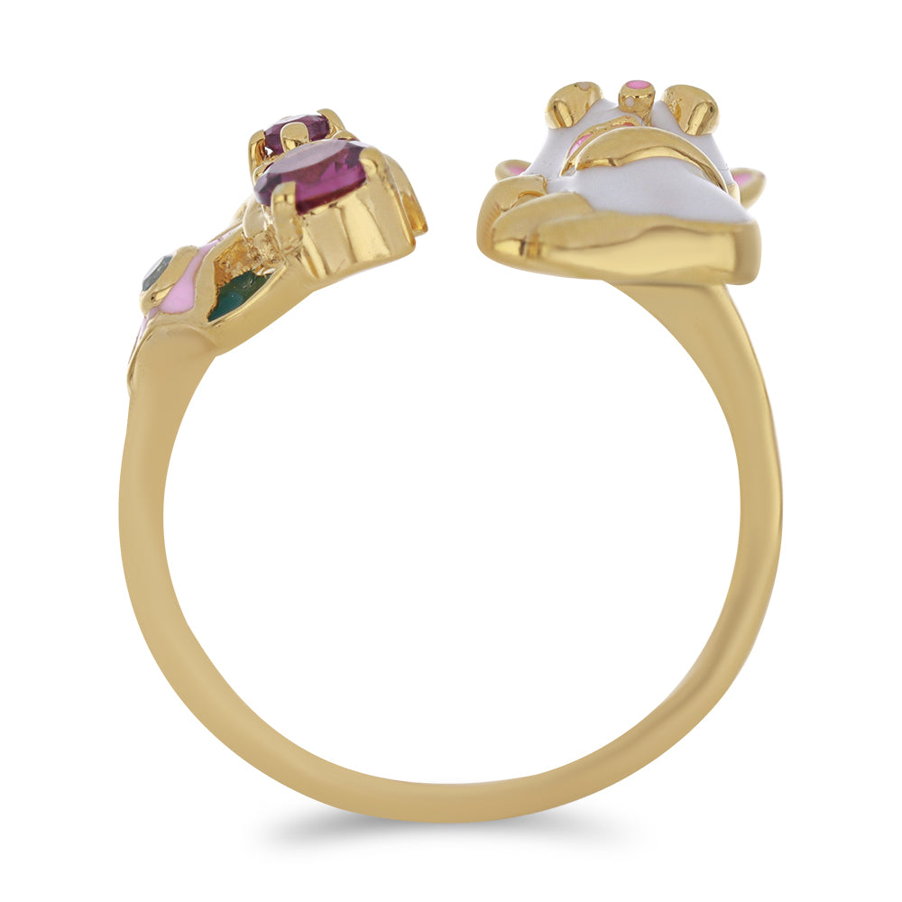 Pozlacené Stříbro 925/1000 - Prsten se Smaltem a Bartonským Granátem - Karátové číslo: 0.45. přibližná hmotnost: 6.04 gramů 2 