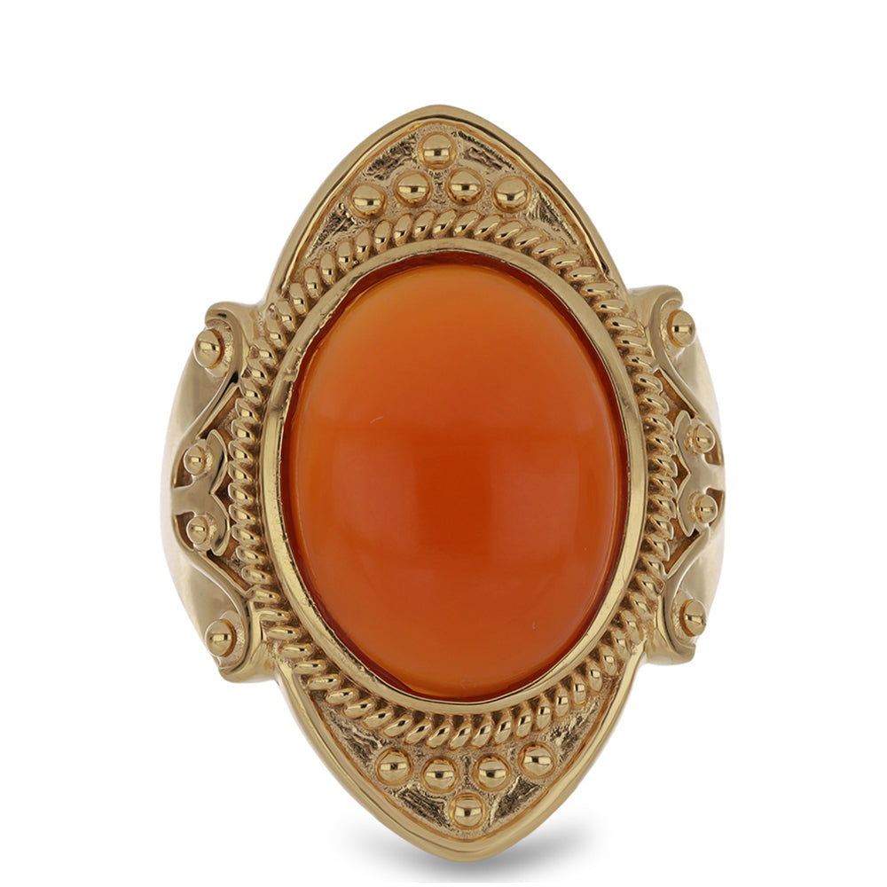 Pozlacené Stříbro 925/1000 - Prsten s Červeným Chalcedonem - Karátové číslo: 8.34. přibližná hmotnost: 8.3 gramů 1 