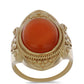 Pozlacené Stříbro 925/1000 - Prsten s Červeným Chalcedonem - Karátové číslo: 8.34. přibližná hmotnost: 8.3 gramů