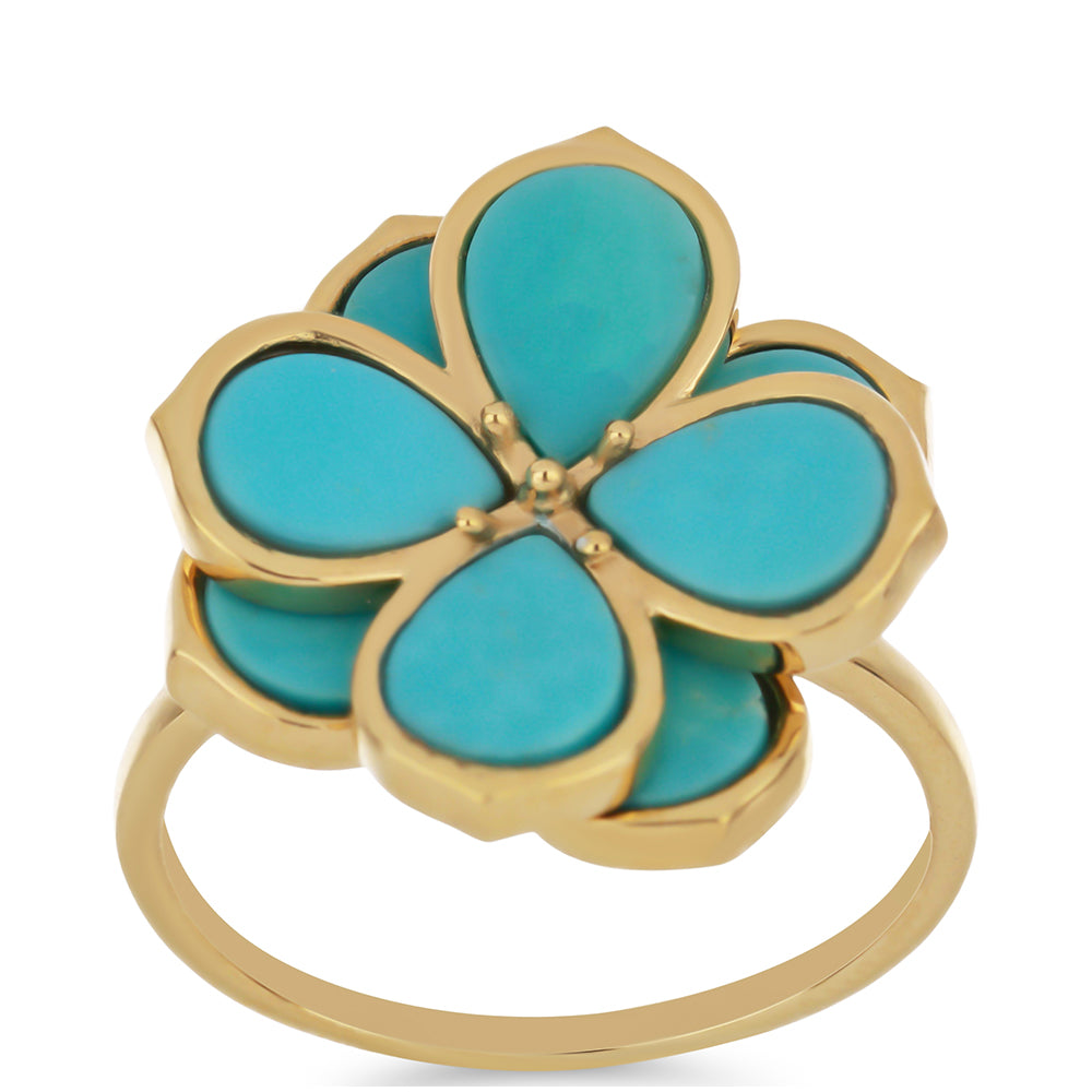 Pozlacený Stříbrný Prsten s Tyrkysem Sleeping Beauty