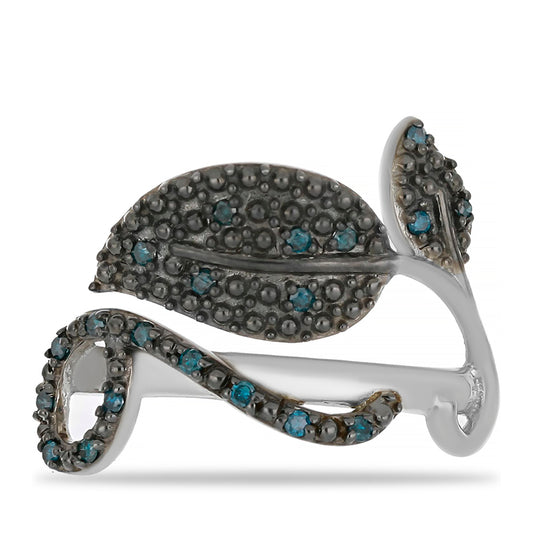 Stříbrný Prsten s Modrým Diamantem