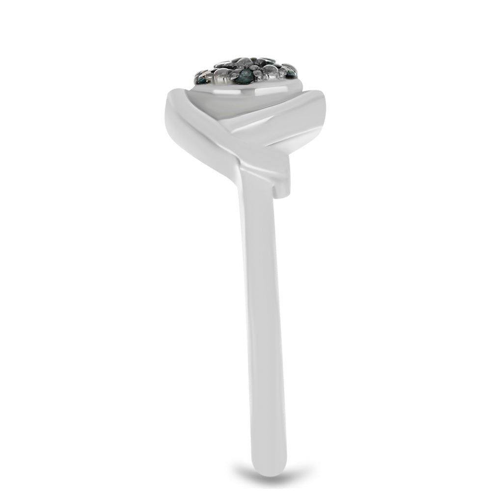 Stříbro 925/1000 - Prsten s Modrým Diamantem - Karátové číslo: 0.1. přibližná hmotnost: 3 gramů 4 