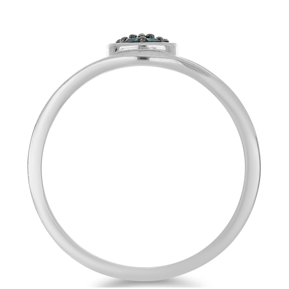 Stříbrný Prsten s Modrým Diamantem