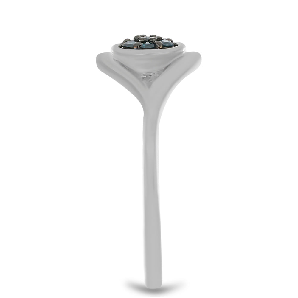 Stříbrný Prsten s Modrým Diamantem