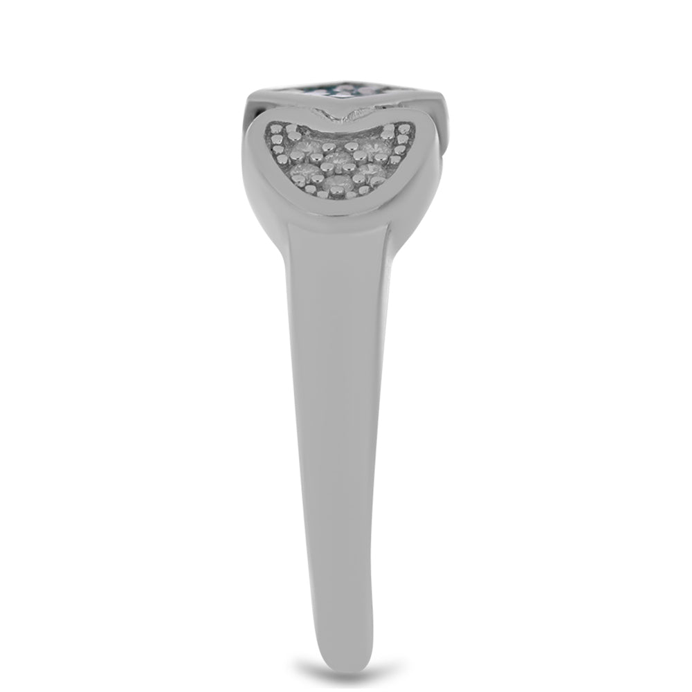 Stříbro 925/1000 - Prsten s Modrým Diamantem a Bílým Diamantem - Karátové číslo: 0.23. přibližná hmotnost: 3.48 gramů 4 