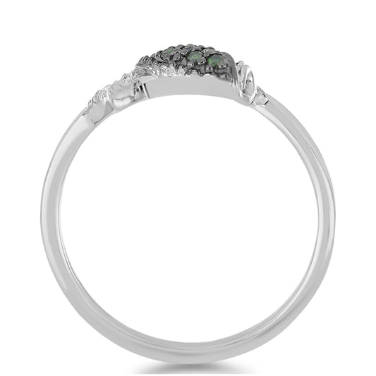 Stříbro 925/1000 - Prsten se Zeleným Diamantem - Karátové číslo: 0.1. přibližná hmotnost: 2.13 gramů
