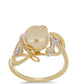 Pozlacený Stříbrný Prsten s Jihomořskou Zlatou Perlou a Bílým Topazem