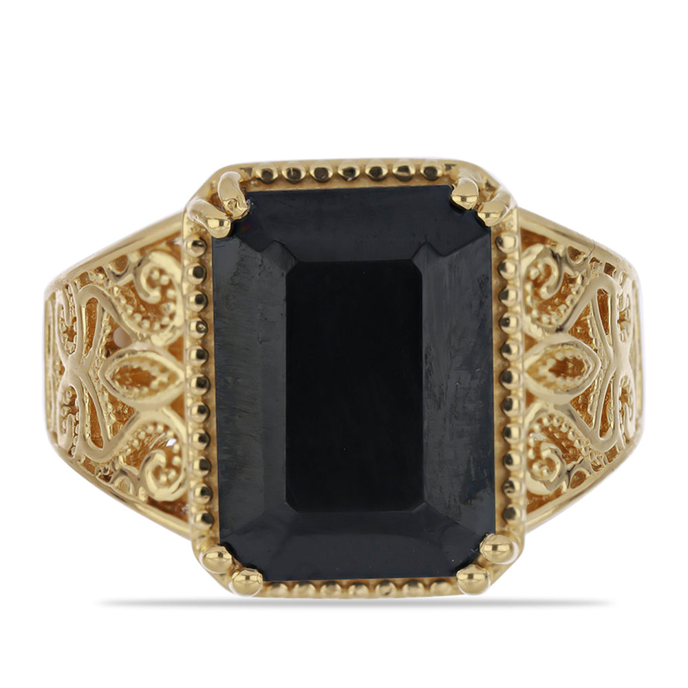 Pozlacený Stříbrný Prsten s Černým Spinelem z Horského Badachšánu