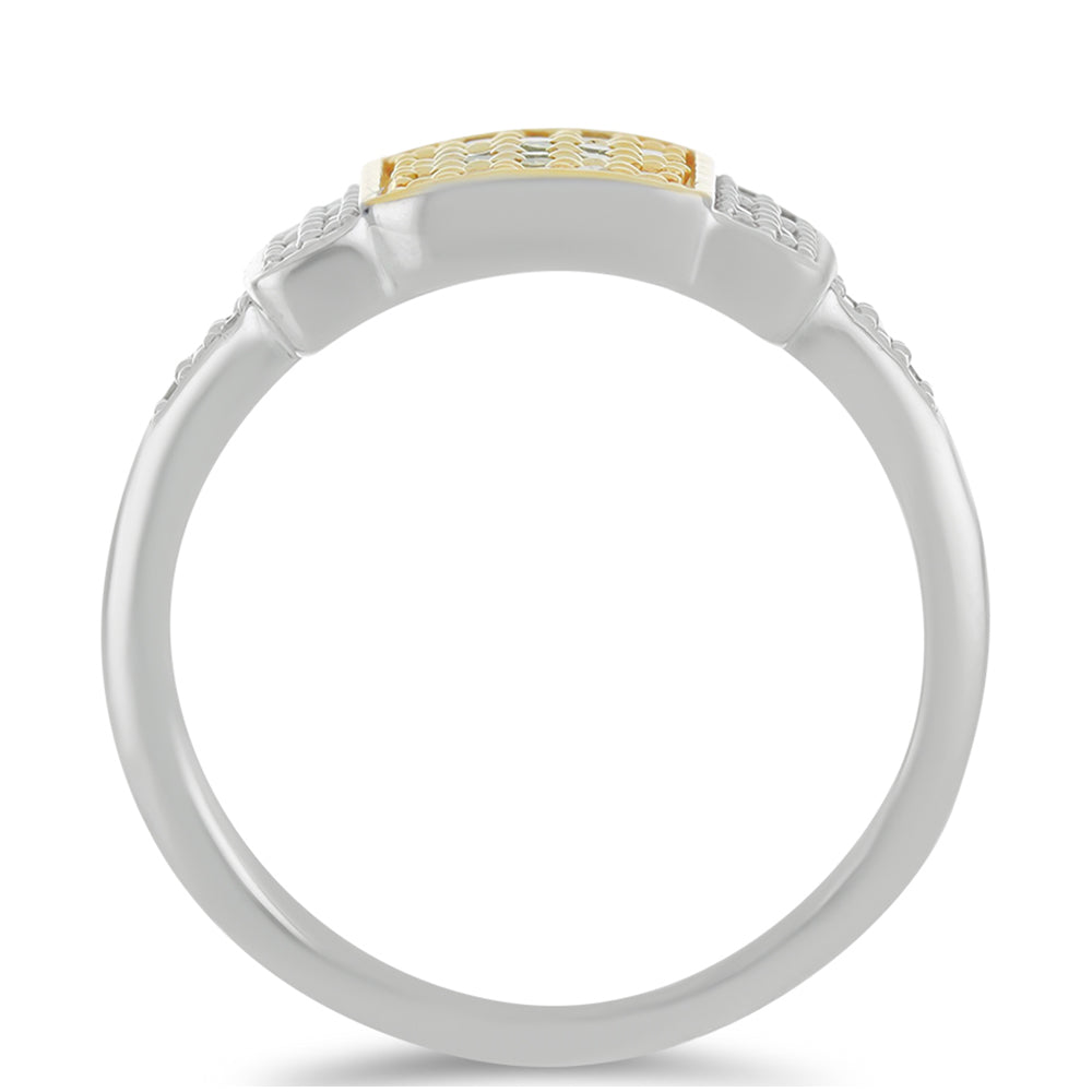 Pozlacený Stříbro 925/1000 - Prsten se Žlutým Diamantem a Bílým Diamantem - Karátové číslo: 0.27. přibližná hmotnost: 3.69 gramů 2 