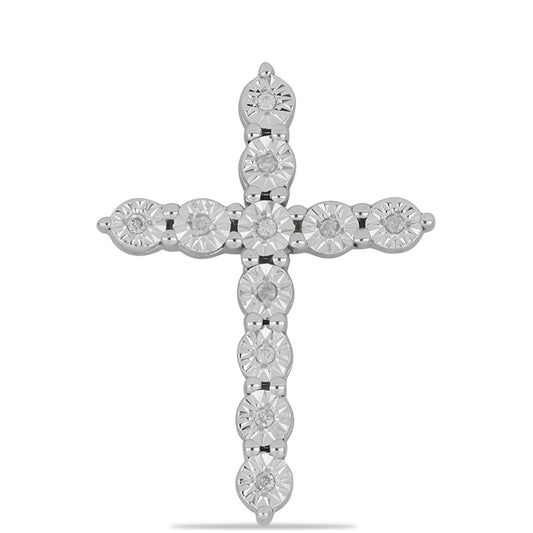 Kříž Stříbrný Přívěsek s Bílým Diamantem