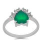 Stříbrný Prsten se Zeleným Achátem a Bílým Topazem