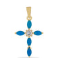 Kříž Pozlacený Stříbrný Přívěsek s Modrým Etiopským Opálem z Lega Dembi a Bílým Topazem