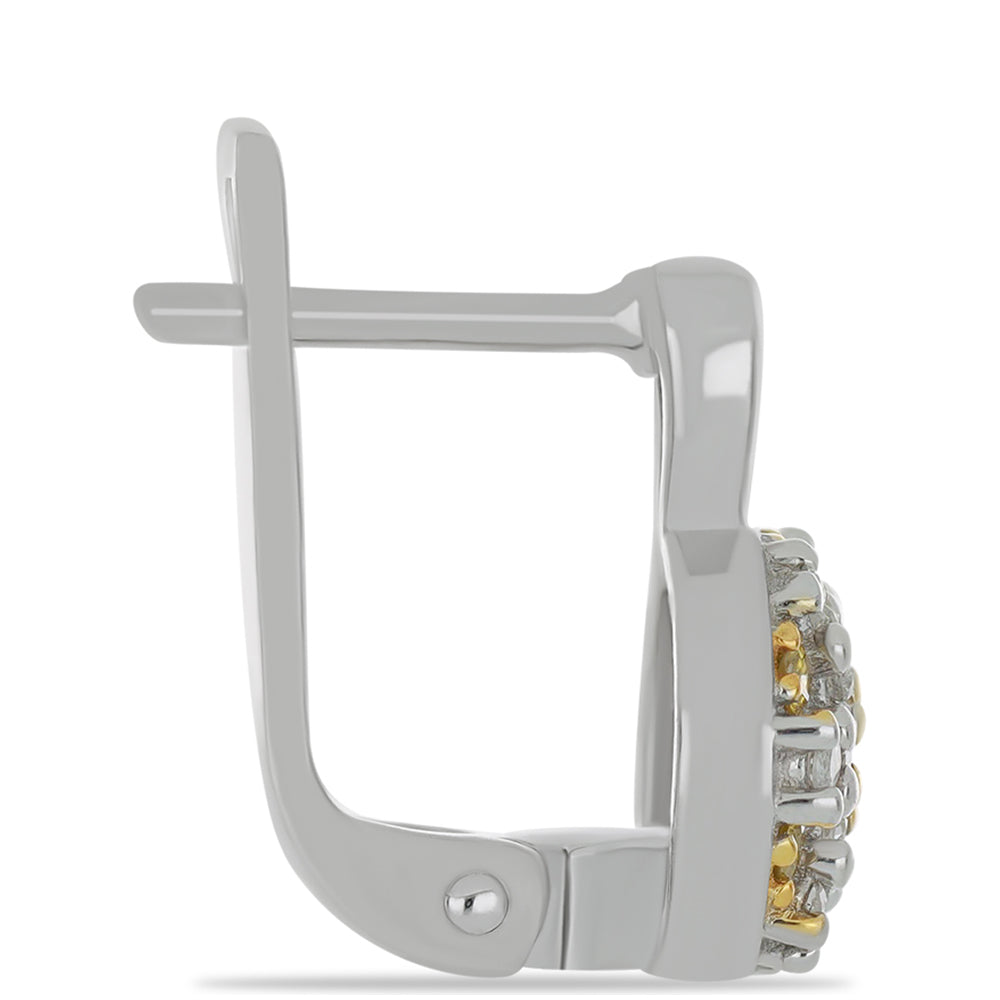 Pozlacené Stříbro 925/1000 - Náušnice se Žlutým Diamantem a Bílým Diamantem - Karátové číslo: 0.36. přibližná hmotnost: 4.09 gramů 2 