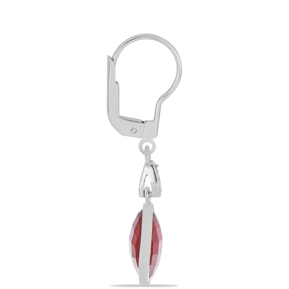 Stříbro 925/1000 - Náušnice s Madagaskarským Rubínem a Bílým Topazem - Karátové číslo: 10.72. přibližná hmotnost: 3.88 gramů 2 