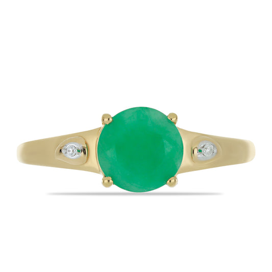 Pozlacený Stříbrný Prsten s Brazilským Smaragdem a Bílým Diamantem