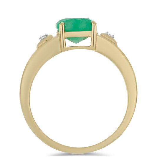 Pozlacený Stříbrný Prsten s Brazilským Smaragdem a Bílým Diamantem