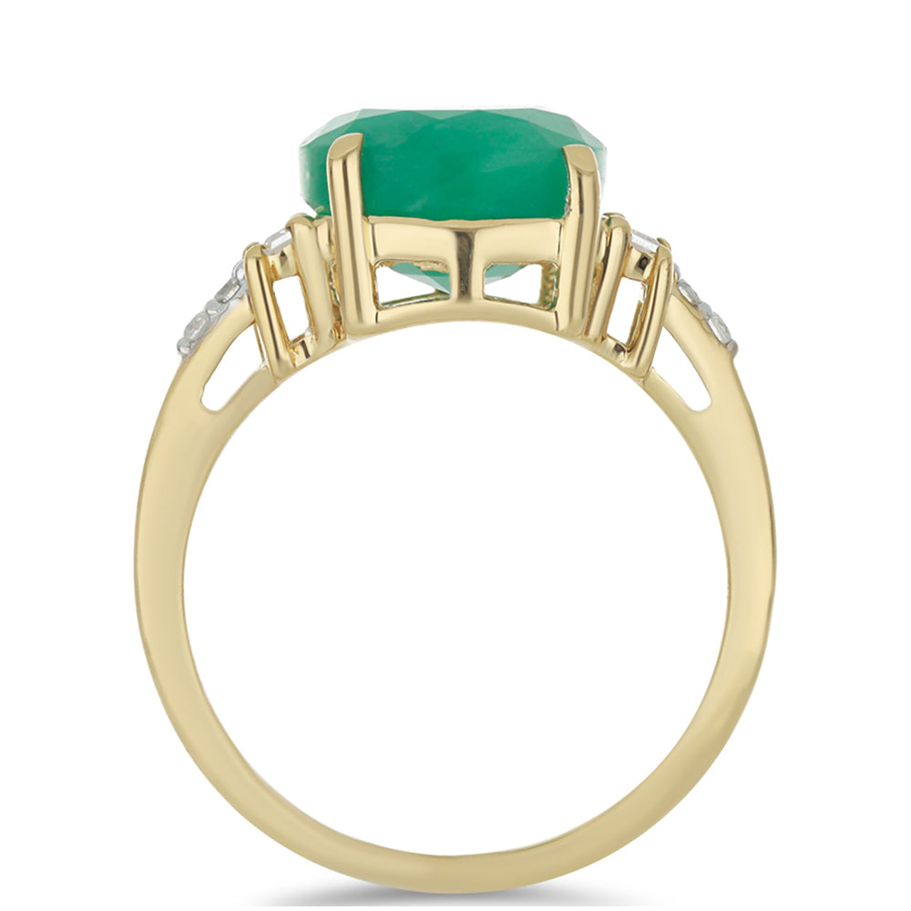 Pozlacené Stříbro 925/1000 - Prsten s Brazilským Smaragdem a Bílým Zirkonem - Karátové číslo: 4.3. přibližná hmotnost: 3.38 gramů 2 