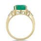 Pozlacené Stříbro 925/1000 - Prsten s Brazilským Smaragdem a Bílým Zirkonem - Karátové číslo: 4.3. přibližná hmotnost: 3.38 gramů