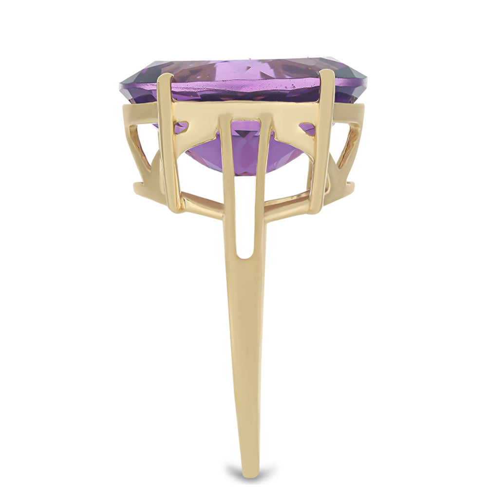 Pozlacené Stříbro 925/1000 - Prsten s Marockým Ametystem - Karátové číslo: 10.79. přibližná hmotnost: 5.38 gramů 4 