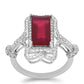 Stříbro 925/1000 - Prsten s Madagaskarským Rubínem a Bílým Topazem - Karátové číslo: 6.74. přibližná hmotnost: 6.6 gramů