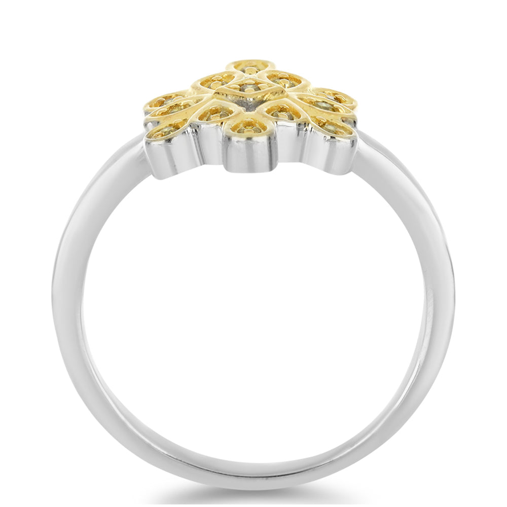 Stříbro 925/1000 - Prsten se Žlutým Diamantem - Karátové číslo: 0.1. přibližná hmotnost: 2.57 gramů 2 