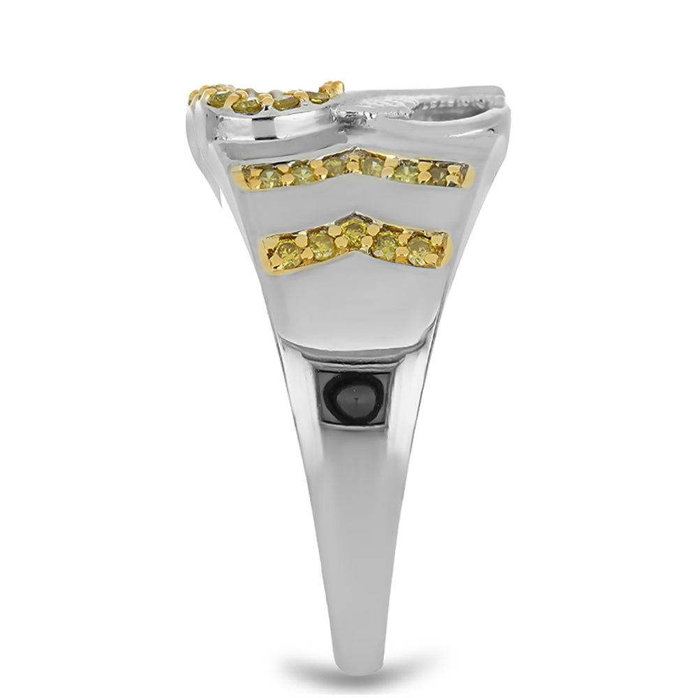 Stříbro 925/1000 - Prsten se Žlutým Diamantem - Karátové číslo: 0.25. přibližná hmotnost: 4.78 gramů 4 