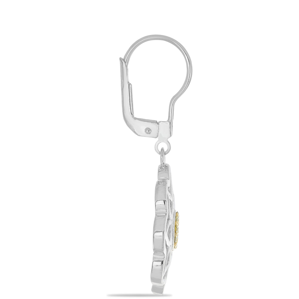 Stříbro 925/1000 - Náušnice se Žlutým Diamantem - Karátové číslo: 0.14. přibližná hmotnost: 4.95 gramů 2 