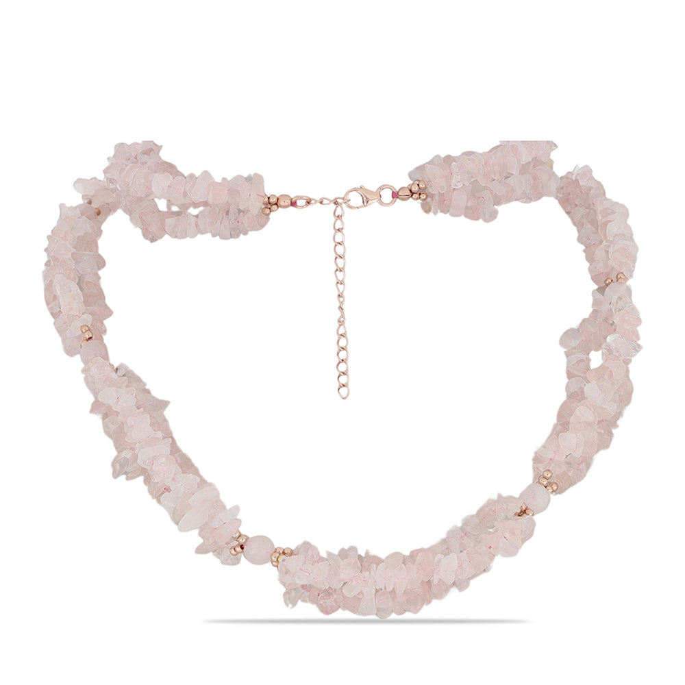 Růžově pozlacené Stříbro 925/1000 - Náhrdelník s Růžovým Křemenem z Ramaratiny - Karátové číslo: 263.71. přibližná hmotnost: 55.72 gramů 1 