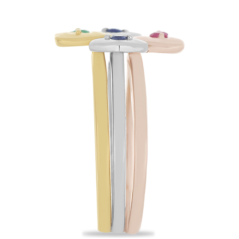 Trojbarevně pozlacené Stříbro 925/1000 - Sada s Madagaskarským Rubínem a Brazilským Smaragdem - Karátové číslo: 0.2. přibližná hmotnost: 5 gramů ( Prsten ) 4 