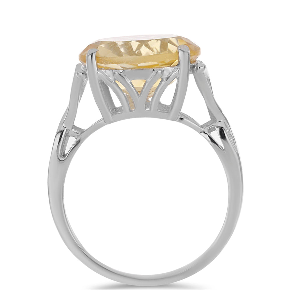 Stříbro 925/1000 - Prsten s Uralským Citrínem - Karátové číslo: 8.06. přibližná hmotnost: 4.73 gramů 2 